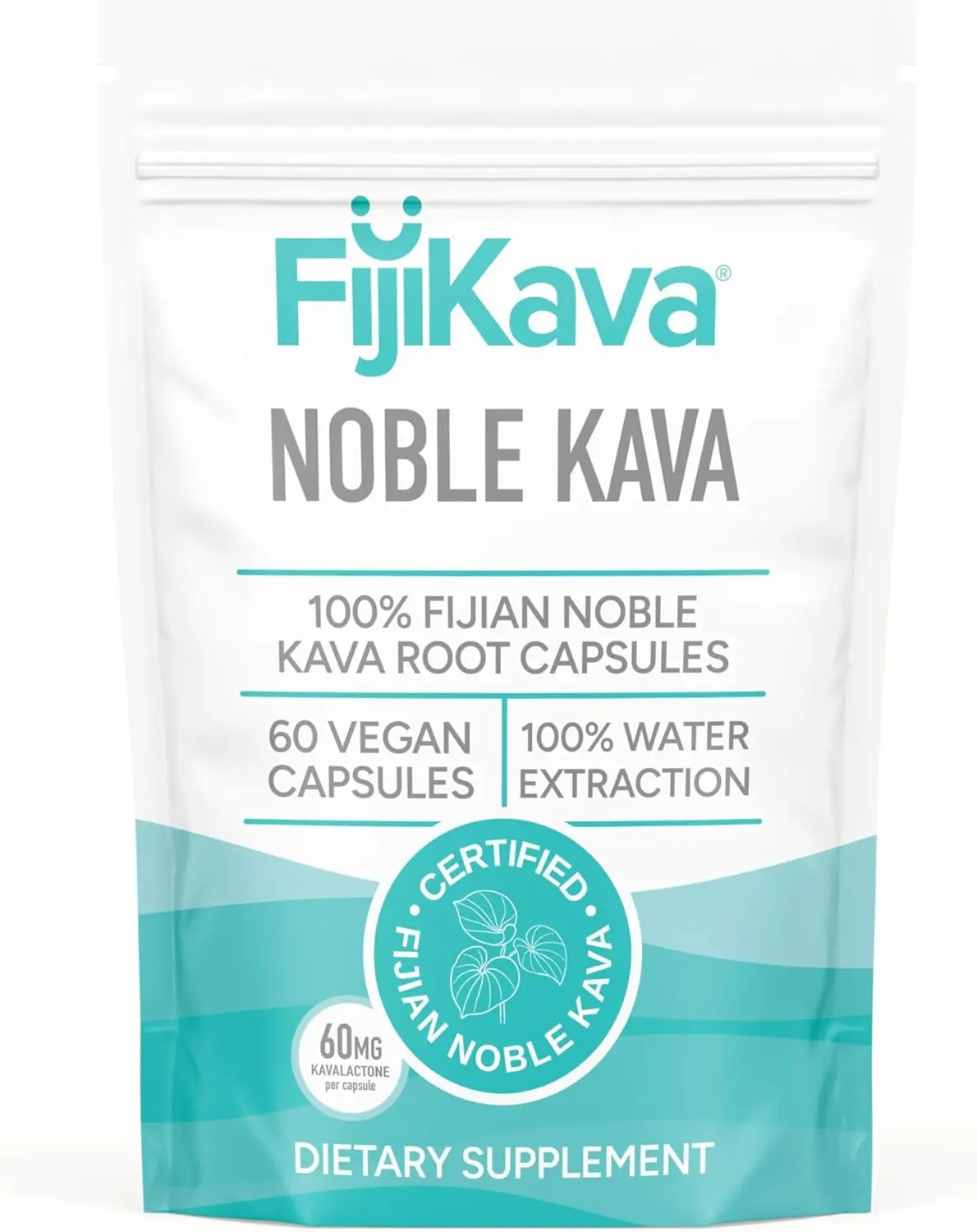FijiKava 100% Noble Kava Capsules (60-capsules pouch)