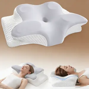 Dual-Use Cervical Neck Pillow Butterfly Design Slow Rebound Feature Multi-Position Support Polyester Classic Pillow