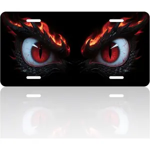 Dragon Animal Eyes Front License Plate 6x12 – Fantasy Dragon Eye Aluminum Metal Car Vanity Tag Cover for Truck SUV with 4 Holes Gift