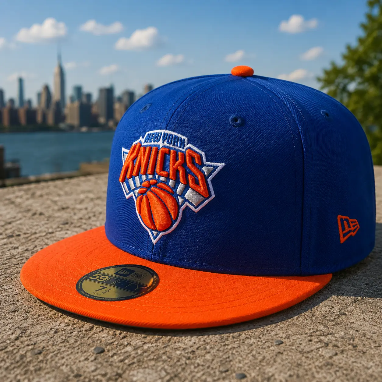 New Era Unisex New York Knicks 2T NBA Team-Basic Royal-Orange Fitted Hat