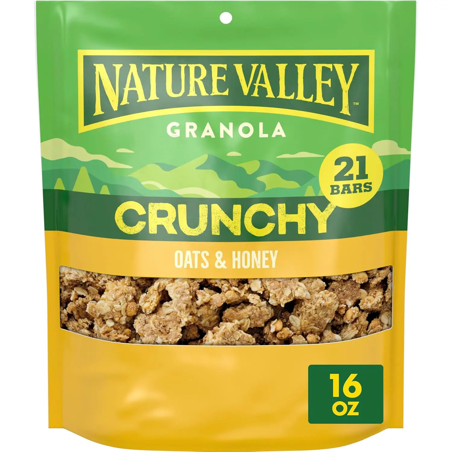 Nature Valley Oats & Honey Big & Crunchy Granola Breakfast Cereal, 16 oz | 21 Bars' Worth per Pouch, 14g Whole Grain per Serving, No Artificial Flavors or Colors, Great Over Yogurt or As Trail Mix