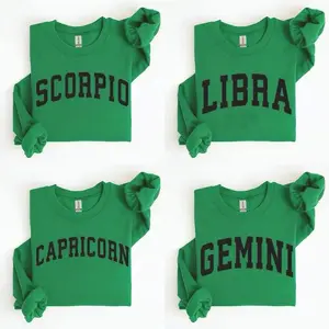 Custom Zodiac Irish Green Sweatshirt, Personalized Astrology Year Sweatshirt, Horoscope Birthday Gift Sweatshirt, Celestial Sign Sweatshirt