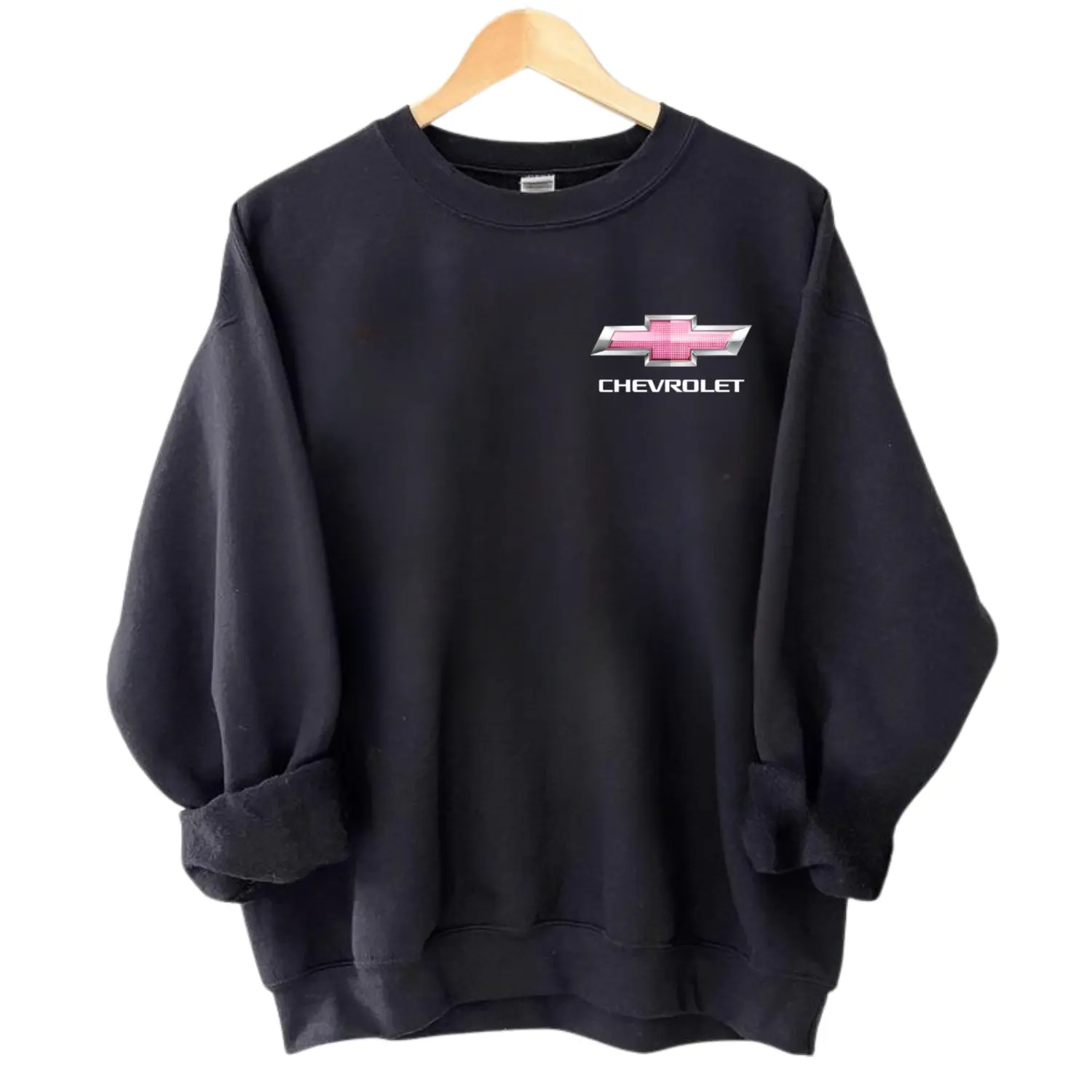 Chevrolet Pink Camo Sweatshirt, Hoodie, T-shirt Trendy Retro Car Logo Graphic Tee, Unisex Summer Outfit, Classic Cotton Fabric, Stylish Auto Lovers Top