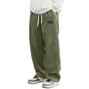 Men's Corduroy Pants, Men's Wide Leg Corduroy Trousers, Men's Elastic Waist Corduroy Pants, Men's Casual Corduroy Joggers