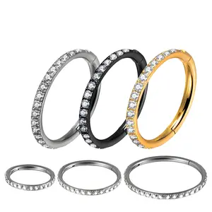 HERVAY 16G Hinged Segment Nose Hoop Titanium 8MM/10MM Sizes For Rook/Helix/Daith Piercings Comfortable Fit Unisex Jewelry Septum Ring