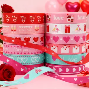1/6Rolls Valentine's Day Series Cartoon Ribbons, Soft Ribbon Wrap, Bow Cap Accessories Party Gift Wrap DIY Handmade Materials