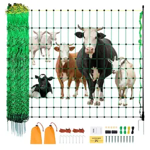 VEVOR Electric Fence Netting, 50 Hx 164' L, PE Net Fencing with Posts Double - Spiked Stakes, Utility Portable Mesh for Goats, Sheep, Lambs, Deer, Hogs, Dogs, Used in Backyards, Farms, and RanchesVEVOR Super Brand Day