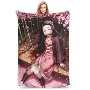 Demon Slayer Mitsuri Kanroji Blanket Ultra Soft Flannel Cozy Super Warm Multifunction Bedroom Couch Sofa Travel Bedding Throw Decor Spring Autumn Birthday Gift Christmas Gift for Anime Fans Teens Women Men Love Hashira Style