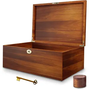 LUSH & STYLE Wood Box, Keepsake Box With Hinged lid and locking key, Keepsake Storage Box, Decorative Box, Memory Box, Wooden Storage Box, Decorative Storage Boxes, Wooden Gift Box Size11X9X5 Inches