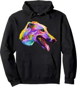 English Greyhound Colorful Pop Art Portrait for Dog Owners Pullover Hoodie