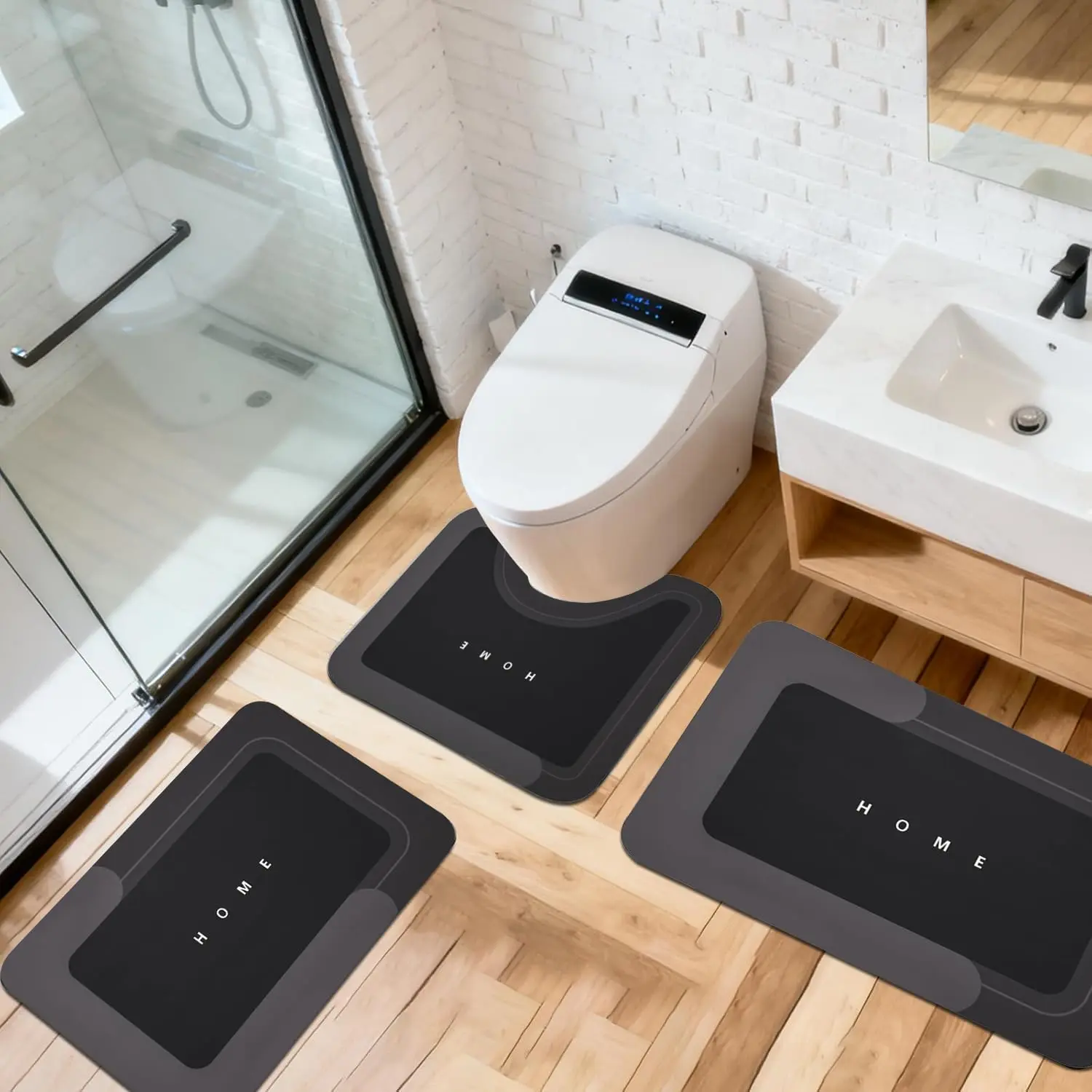 3-Piece Industrial Smooth Diatomite Bathroom Mats Set 2026, Super Water Absorbent Quick-Dry Non-Slip Rubber Back Home Supplies, Machine Washable for Bathroom, Shower