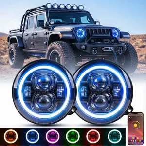 9" LED RGB Headlights with White Halo for 2018-2025 Wrangler JL & Gladiator JT