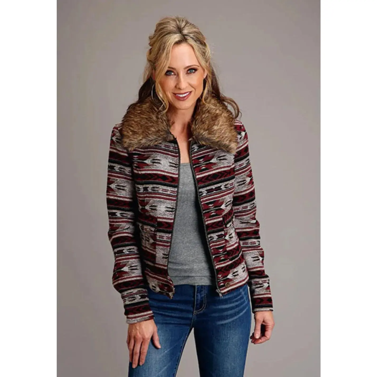 Stetson Aztec Blanket (Red) - Women's Blazer Jacket