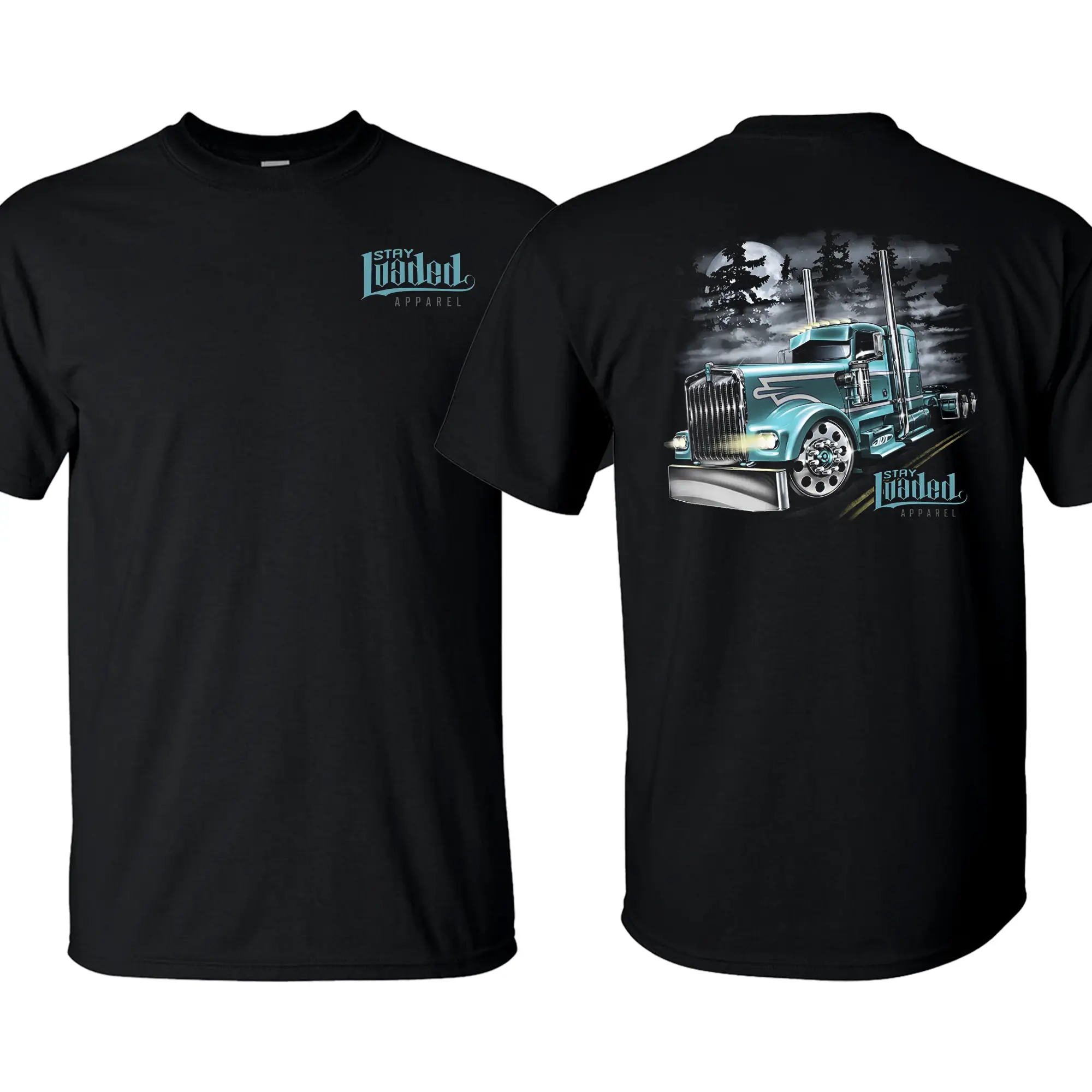 A.S Stay Loaded Apparel Truck T-Shirt – Classic Big Rig Graphic Tee, Long Nose Semi Truck Shirt for Truck Drivers, Diesel Lovers, Road Warriors and Trucker Lifestyle Fans
