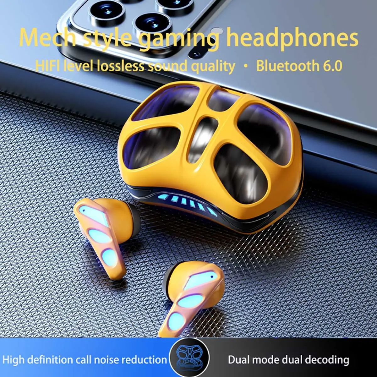 New Unique Gaming Headset In-Ear Esports Model, Colorful Breathing Light, Heavy Bass Wireless Bluetooth-compatible Earbuds, Ideal for Music and Gaming Enthusiasts, Deep Bass Earbuds
