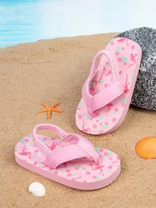 Spring Summer Baby Sandals with Elastic Strap, Soft Comfortable Cartoon Flamingo Pattern, Cute Versatile Slippers for Vacation Beach Indoor Use Flip Flops