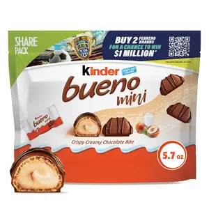 Kinder Bueno Mini Milk Chocolate Bars with Hazelnut Filling, Chocolate Candy Bars for Game Day, Football Party Supplies, Snacks for Adults, 5.7 oz