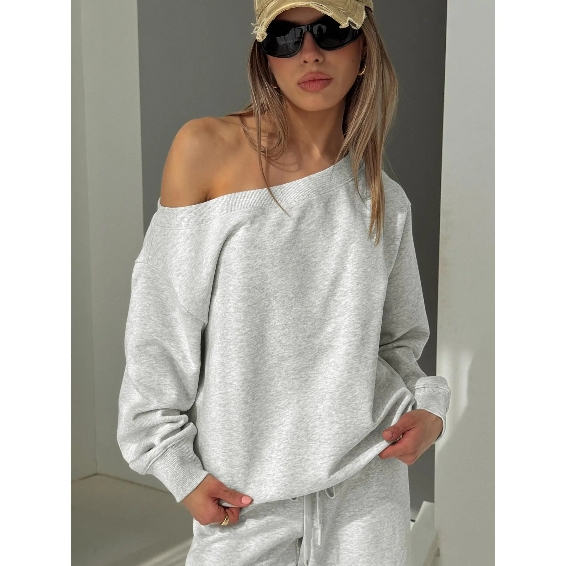 Wellness Off the Shoulder Jumper Grey Marle Wellness Off the Shoulder Jumper Grey Marle