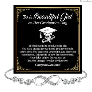 Silver Infinity Symbol Cubic Zirconia Bracelet, Adjustable Chain, Elegant Girly Accessory, Sentimental Teen Girl Graduation Gift, Accessories for Women, Teen Girl Gifts