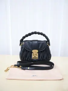 Pre-owned miu miu Leather Shoulder Bags Matelasse Braided Handbag Crossbody Bag