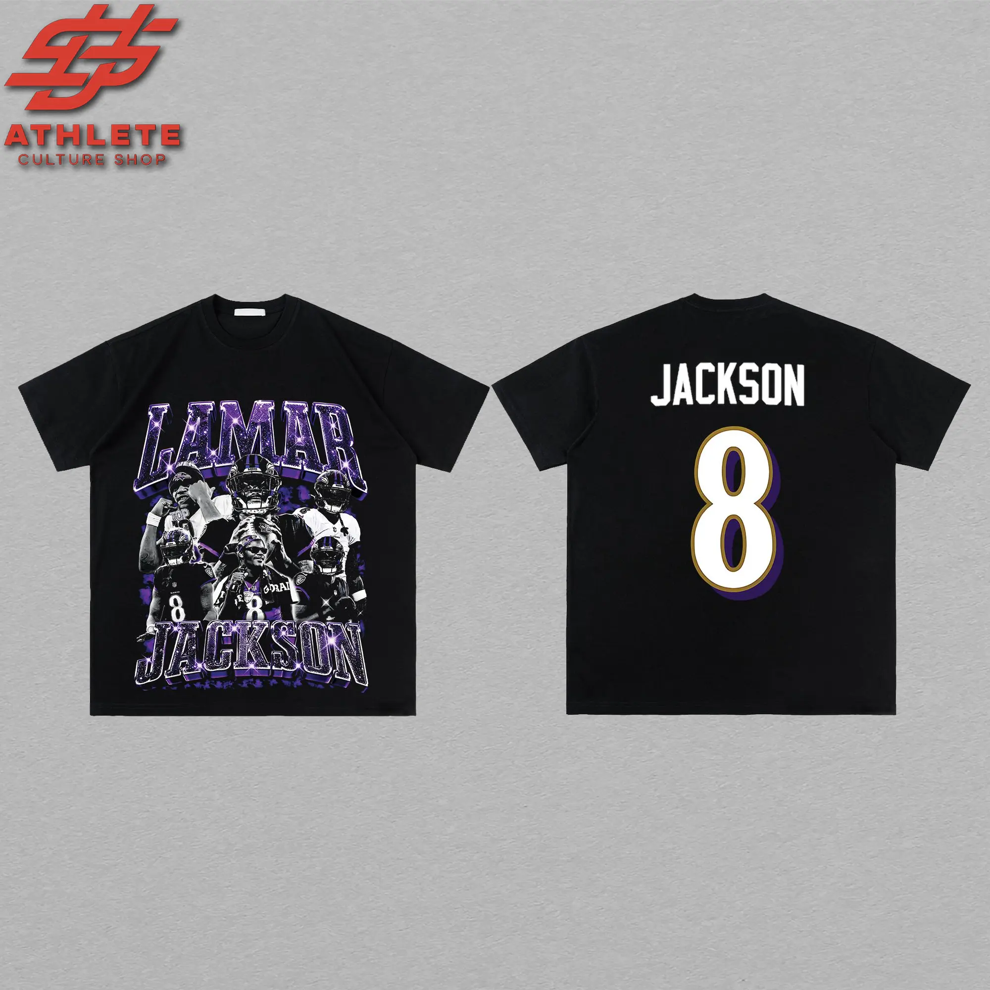 [LEO] Lamar Jackson 8 Graphic Premium Cotton  Sweatshirt T-Shirt For Ravens Flock, Action Jackson Football Fans Apparel, Football Streetwear Tee, Gift For Football Fan Graphic Tee