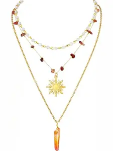 Layered crystal sun necklace, goth bohemian hippie summer beach necklace, bohemian hippie jewelry, christmas jewelry gift for women, Daily Wear Necklace #Fashionweek#Fallfreshness