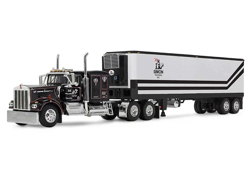 Kenworth W900A w/ 60 Flat Top Sleeper and 40 Vintage Trailer w/ Reefer (Dick Simon Trucking) Diecast 1:64 Scale Model - DCP 60-2272