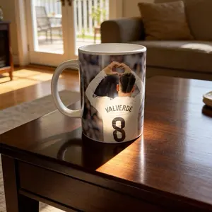 Valverde Real Madrid Mugs - Official Soccer Player Mug with Valverde's Name and Number 8 - Perfect for Fans and Collectors