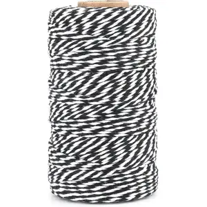 G2PLUS White and Black String, 2MM 328 Feet Cotton String, White Black Cotton Twisted Twine for Halloween, Christmas Gift Wrapping, Macrame, Bakers, DIY Arts and Crafts, Home Decor G2PLUS