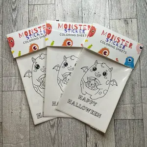 Halloween Coloring Sheets | Stickers - 5 Sheets & 3 Crayons for Parties & Classroom Gifts - Versatile Party Favors