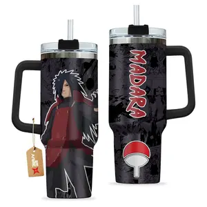 [Sip40 Otaku] Madara 40oz Handle Stainless Steel Tumbler – Legendary Sannin Inspired Cup, Hidden Leaf Ninja Travel Mug, Sage Mode Anime Drinkware, Large Iced Coffee Tumbler, Otaku Gift for Anime Lovers