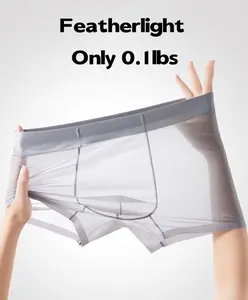 Featherlight  6pcs Mixed Color Men's Icy Charm Traceless Plain Color Semi-Sheer Boxers Briefs Underwear Cool Thin Breathable Medium Stretch Comfortable Boxers Briefs Men'S  Casual Plain Color