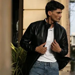 Racer Jacket- Premium Full Grain, Lambskin, Lightweight Leather Jacket, Black. Highest Quality, Timeless Style & Unbeatable Price!
