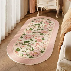 Floral Pattern Floor Mat, Non-slip Soft Floor Carpet, Decorative Area Rug for Home Living Room Bedroom, Home Decor, Flower Pattern Rugs