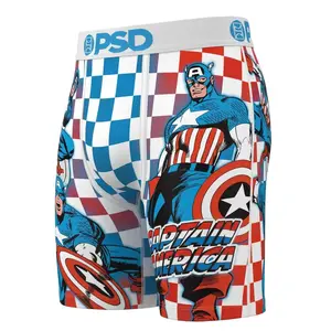 PSD Mens Marvel - Captain America Boxer Brief - Standard Length 7 Inch Inseam, Soft and Breathable Poly Blend Fabric