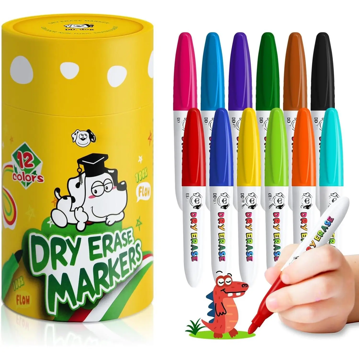 Mini Dry Erase Markers for , Small 12 Colored Fine Tip White board ...