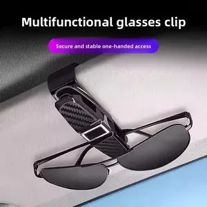 Car Eyeglass Holder Universal Fit Carbon Fiber Car Glasses Rack Receipt Clip Multifunctional Creative Car Storage Document Holder Car Storage Organizers