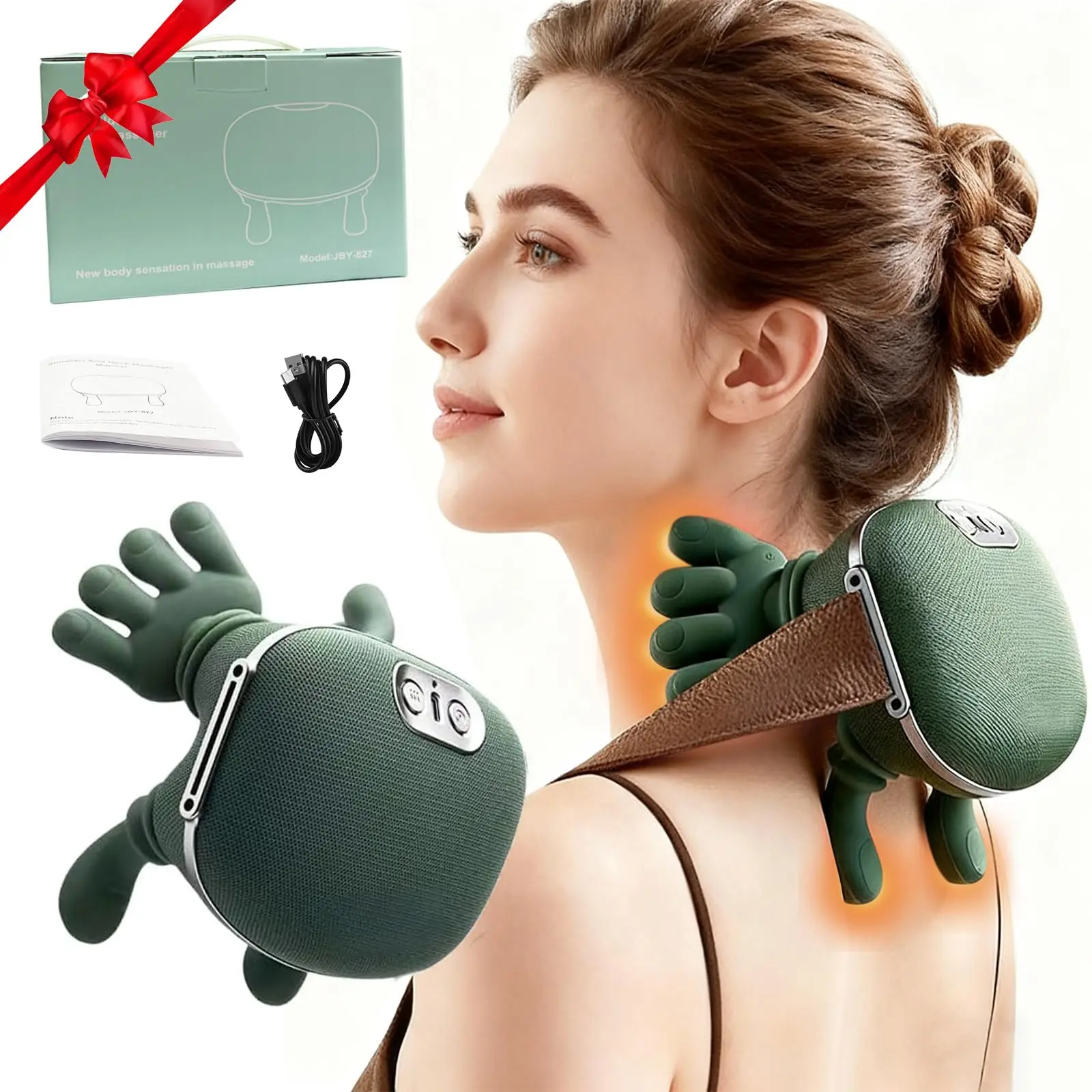 A heated massage trainer that mimics human hand movements, helps relieve pain in deep tissues. Equipped with wireless portable electric finger pressure function and 4D kneading massage, it achieves operation similar to human hands. Suitable for massaging