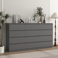 Grey-12 Drawers(15.7"D x 59.1"W x 32.7"H)