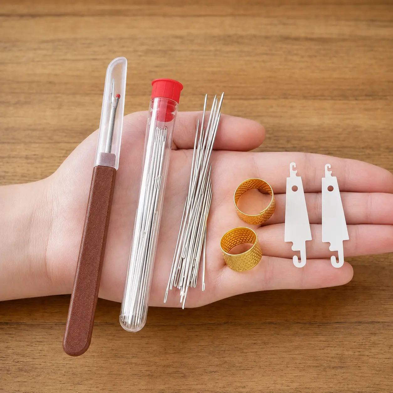34PCS Hand Sewing Needle Kit with Threaders, Thimbles & Thread, Multi-Size Mending Repair Set for Clothes, Quilting & DIY Crafts