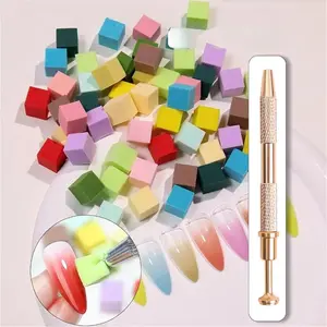 101pcs/set Ombre Nail Art Sponges with Grabbing Pen, Gradient Nail Art Sponge Applicators for Gel Polish, Nail Brush Tool for Salon & Home Use, Nail Technician Supplies, Manicure
