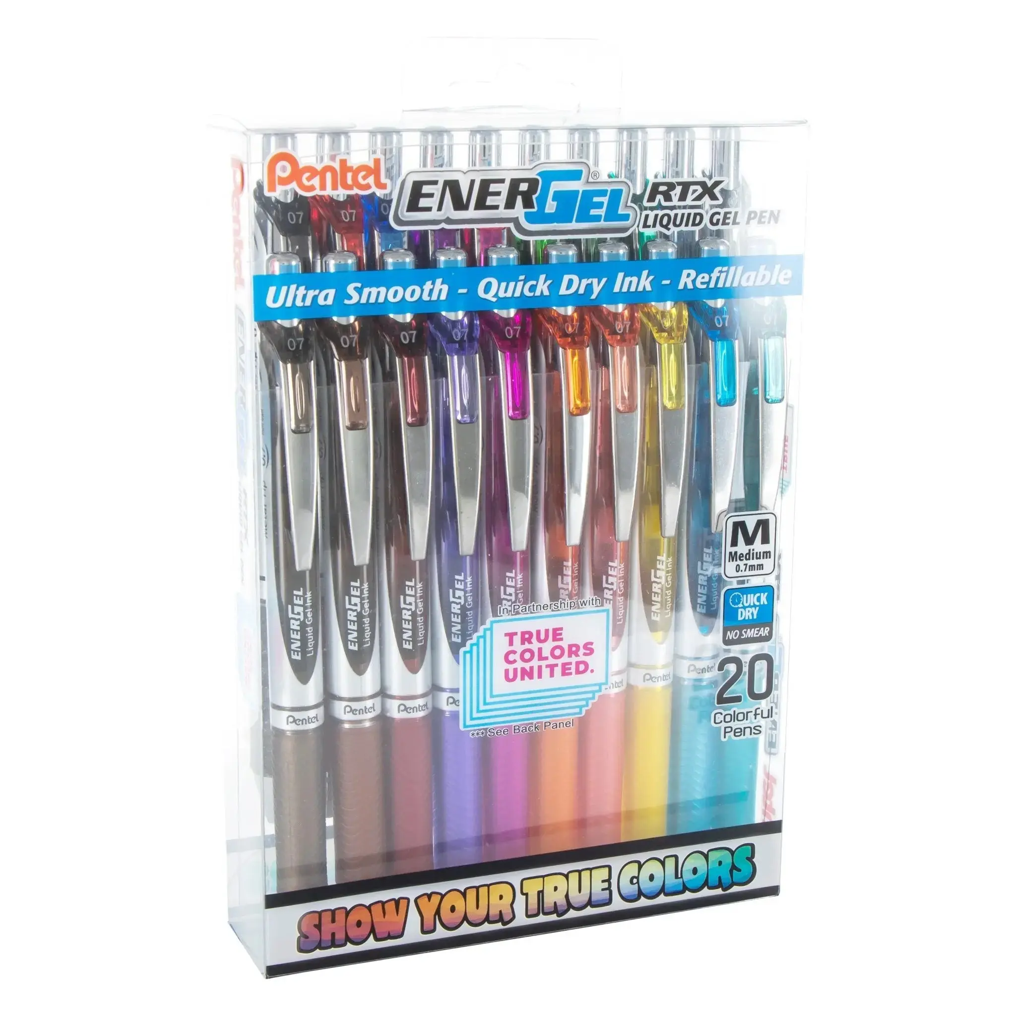 EnerGel RTX Colorful Gel Pens - TCU 20-Color Multicolor Set, Fine Point Smooth Writing for Work, Creative Work & Drawing, Office Stationery Supplies for Computers & Office Equipment