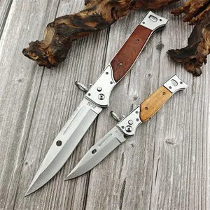 High Hardness A-K 47 CCCP Manual Assist Folding Knife Wooden Handle Outdoor Camping Fishing Portable Knives Hiking EDC Tool