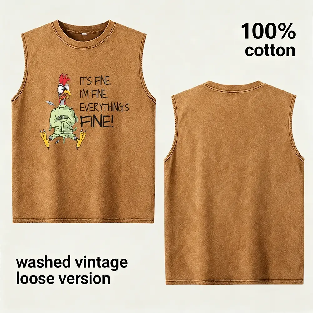 Men’s 100% Cotton Vintage Washed Distressed Retro Soft Graphic Tank Top - Loose Fit Sleeveless T-Shirt with Funny Sarcastic Print, Outdoor Summer Casual Streetwear, Great Holiday Gift for Him, Menswear, Oversized