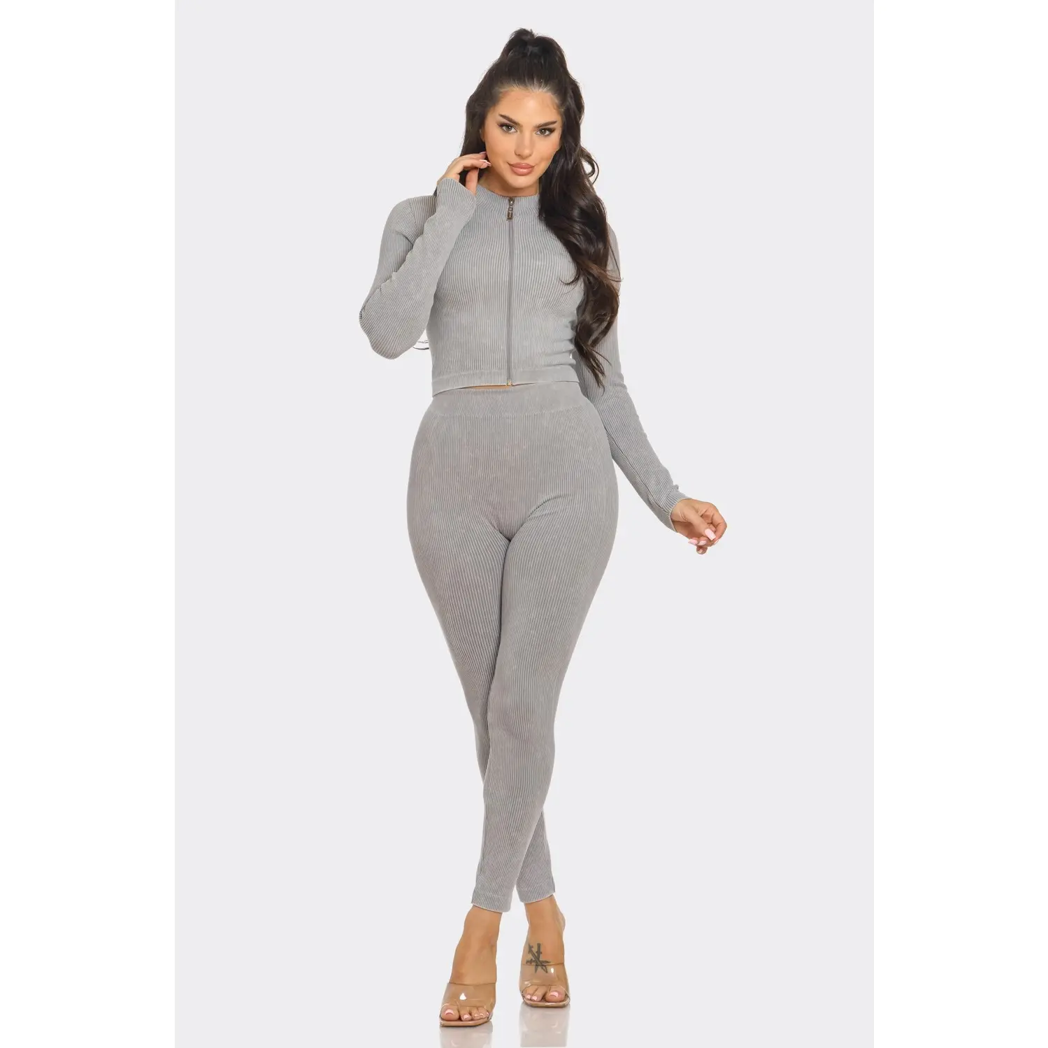 Comfort Me Ribbed Zip Up Jacket & Legging Set