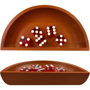 Yuanhe Craps Dice Boat Tray - Wood Casino Dice Bowl Holder Storage Pouch for Craps Game Table