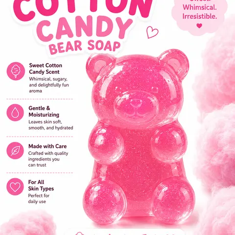 GUMMY BEAR Glycerin Soap - Natural Hydration & Gentle Cleansing for All Skin Types - Fruity Scents for Soft Smooth Radiant Skin