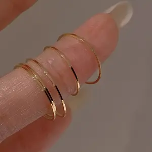 5-Piece Minimalist Copper Ring Set, Women's Stackable Flat Rings, Multi-Functional, Suitable for Daily Wear and Parties, Perfect for Christmas Season, All-Season Accessories