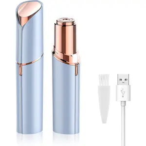 Facial Hair Removal for Women, Mini Hair Remover, Electric Razor Shaver Portable Bikini Epilator for Lips, Chin, Armpit, Peach Fuzz, Fingers, Neck, Cheek and USB Rechargeable (Blue)