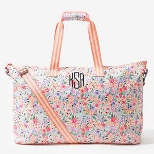 ML Marleylilly Monogrammed Weekend Bag - 26 Inches Wide, 15 Inches Tall, Polyester Canvas with Zipper Top, Velcro Handle & Long Straps